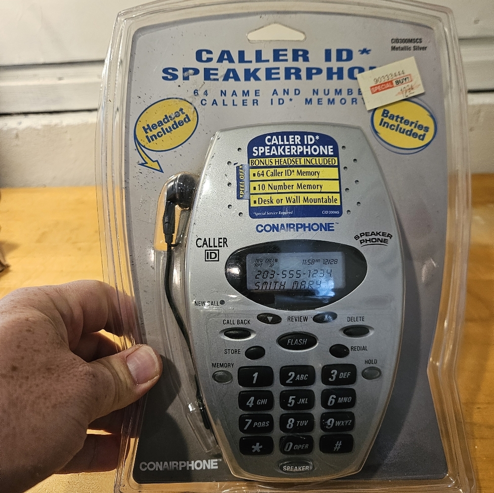 Conairphone Caller ID Speaker Phone Metallic Silver 64 Caller ID CID300MS - New